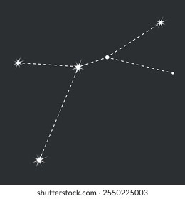 Cancer zodiac icon with line and point. Detailed flat vector illustration of the zodiac horoscope constellations on top of a dim star background. Hand drawn	