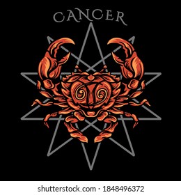 cancer zodiac illustration for merchandise or poster designs