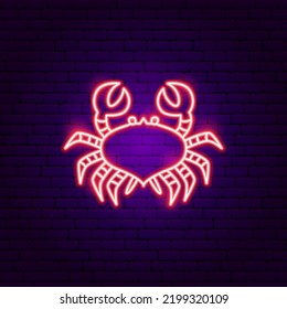 Krebs Zodiac Neon. Vektorgrafik der Horoskop-Werbeaktion.