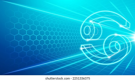 Cancer Zodiac Polygonal Symbol Perspective Digital Visualization Abstract Sci-Fi Horoscope Astrology with Futuristic Cyberspace Hologram Technology Metaverse Background Vector Illustration.