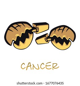 Cancer zodiac sign accessory flat cartoon vector illustration. Crab claws objects. Astrological water symbol characteristics, sea crustacean animal hands elements. Isolated hand drawn item