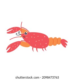 Cancer zodiac sign animal character hand drawn naive art