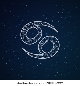 Cancer zodiac sign. Astrological horoscope. Zen vector illustration. Tangle pattern. Outer space background.