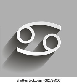 Cancer zodiac sign. Astrological symbol icon with shadow