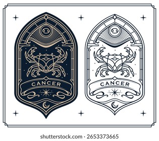 
sinais do zodíaco do câncer astrologia cartas conjunto, horóscopo, tarô, cartomante. Vintage ilustração mística esboço desenho da mão, modelos de horóscopo esotérico mágico para cartaz de impressão de parede