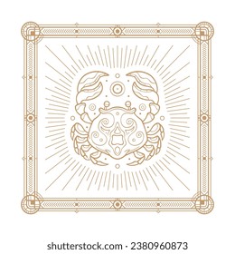 Cancer zodiac sign and astrology symbol, element. Modern outline vector illustration. White background