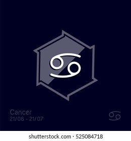 Cancer zodiac sign. Astrology symbol vector illustration.