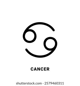 Cancer zodiac sign, black symbol, single vector design element