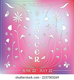 Cancer Zodiac Sign Celestial Gradient Ombre Trendy Background