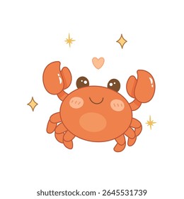 Cancer zodiac sign with cute smiling crab