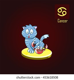 cancer zodiac sign in the form of cute cat