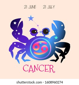 Cancer zodiac sign, horoscope, Cancer constellation, vector illustration eps 10