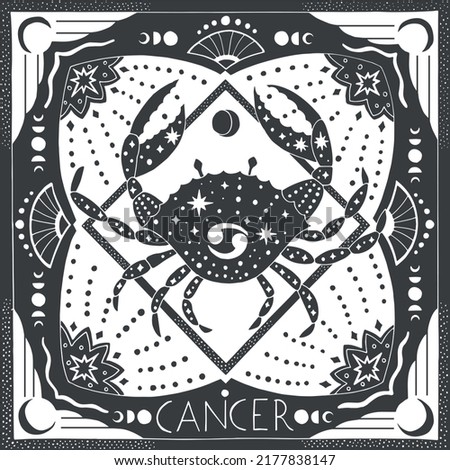 Cancer zodiac sign. Horoscope. Illustration for souvenirs and social networks