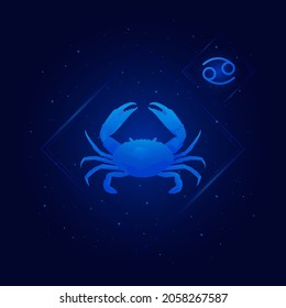 iconos de signos del zodiaco del cáncer, cáncer de Zodiac con fondo de estrellas de galaxia, horóscopo de astrología con signos