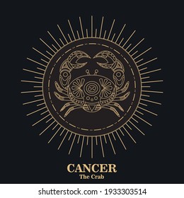 Cancer Zodiac Sign Illustration. Cancers are the Caretakers of the zodiac. Zodiac Line drawing