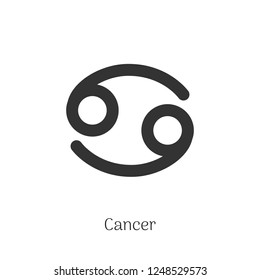 Cancer zodiac sign isolated on white background. Star sign for astrology horoscope. Zodiac line stylized symbol. Astrological calendar pictogram, horoscope constellation vector illustration.
