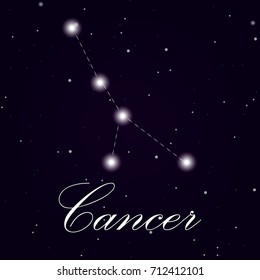 Cancer Zodiac Sign isolated on dark background. Vector Illustration

