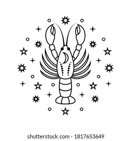 Cancer Zodiac Sign Line Art Style Stock Vector (Royalty Free ...