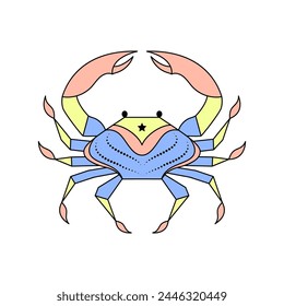 Cancer zodiac sign in line art style on white background.