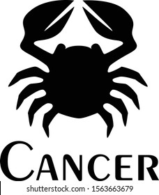 Cancer, zodiac sign. Logo. Tattoo. Vector silhouette image.