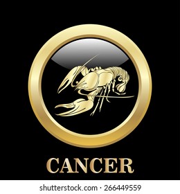 Cancer zodiac sign in oval frame, vector Illustration.  Contour icon.