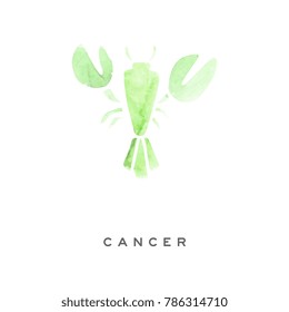Cancer zodiac sign, part of zodiacal system watercolor vector illustration isolated on a white background