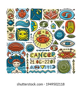 Cancer Zodiac Sign. Pattern for your design