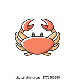 Cancer zodiac sign RGB color icon. Astrological crab. Horoscope birth sign. Tropical crustacean, sea life, aquatic animal with claws. Isolated vector illustration