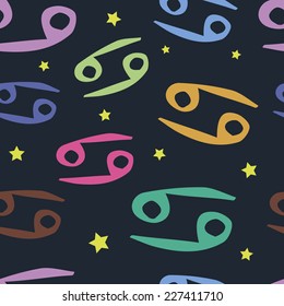 Cancer zodiac sign seamless texture with stars