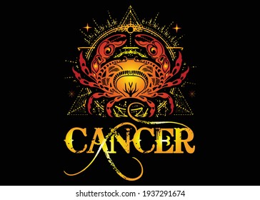 Cancer Zodiac Sign T shirt Design Vector Illustration