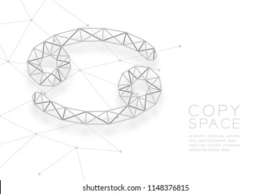 Cancer Zodiac sign wireframe Polygon silver frame structure, Fortune teller concept design illustration isolated on white background with copy space, vector eps 10