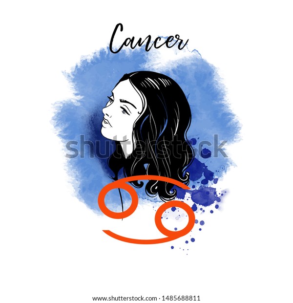 Cancer Zodiac Signs Girl Illustrationvector Sketch Stock Vector ...