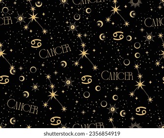 Cancer zodiac star seamless pattern. Cancer sign symbol stars Vector EPS10 , Design for fashion , fabric, textile, wallpaper, cover, web , wrapping and all prints