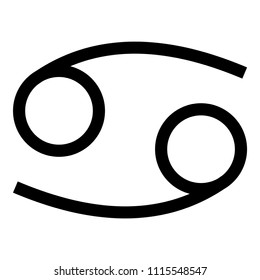 Cancer zodiac symbol crawfish sign icon black color