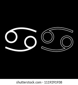Cancer zodiac symbol crawfish sign icon outline set white color