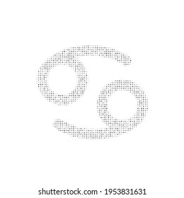 The cancer zodiac symbol filled with black dots. Pointillism style. Vector illustration on white background