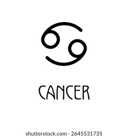 Cancer zodiac symbol in minimalist black outline style