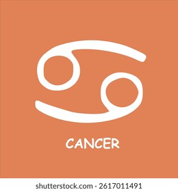 Cancer zodiac symbol with orange background
