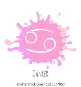 Cancer zodiac symbol vector, hand painted horoscope sign. Astrological icon isolated. Cancer astrology zodiac sign clip art on white background.