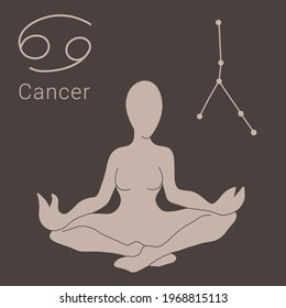 Cancer zodian sign, hand drawn vector illustration of cancer constallation