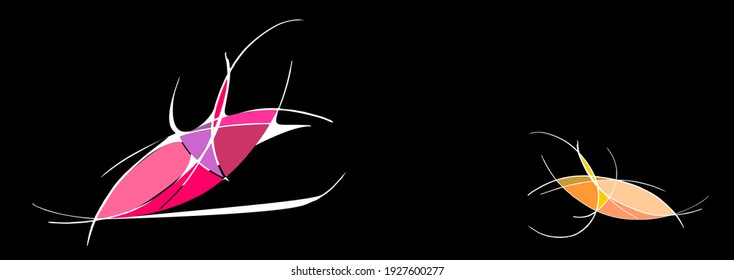 Cancers, lobsters, crabs, shrimps in concept of big and small, parent and child, dialogue, business. Original modern vector of marine wildlife. Minimal graphic design. Nature in geometrical pattern.