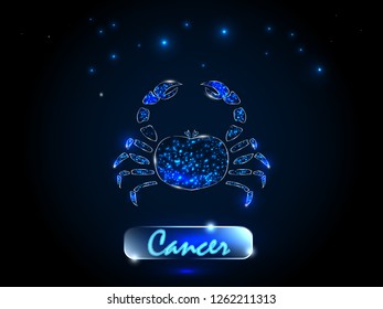 Cancer.Zodiac symbol on a background of the starry sky. Signs of the zodiac, astrology.