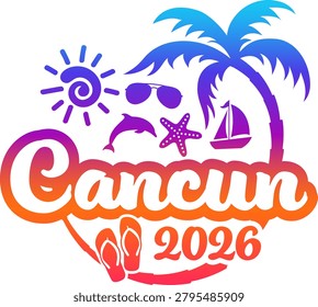 Cancun 2026 - Vacation and Trip Elements - Palm Tree Sunglasses Dolphin