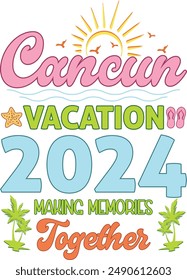 Cancun, Mexico Souvenir Family Matching Vacation T-Shirt Design.