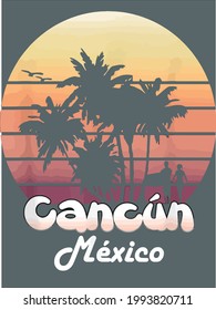 Cancun Mexico Tropical Vacation Souvenir Summer Gift T Design Vector Illustration For Use In Design And Print Poster Canvas