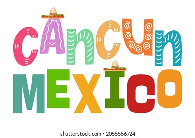 Cancun Mexico Vector Illustration on a white background