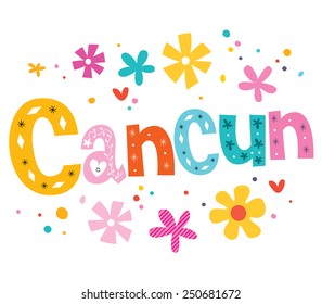 Cancun Mexico vector lettering decorative type