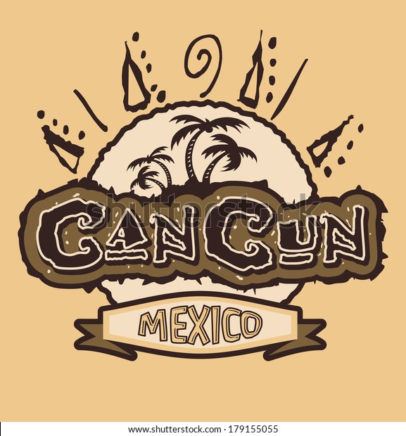 Cancun Mexico Vintage Vector Badge Emblem Stock Vector (Royalty Free ...