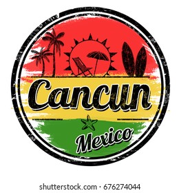 Cancun sign or stamp on white background, vector illustration