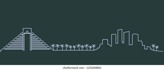 Cancun Single Line Skyline